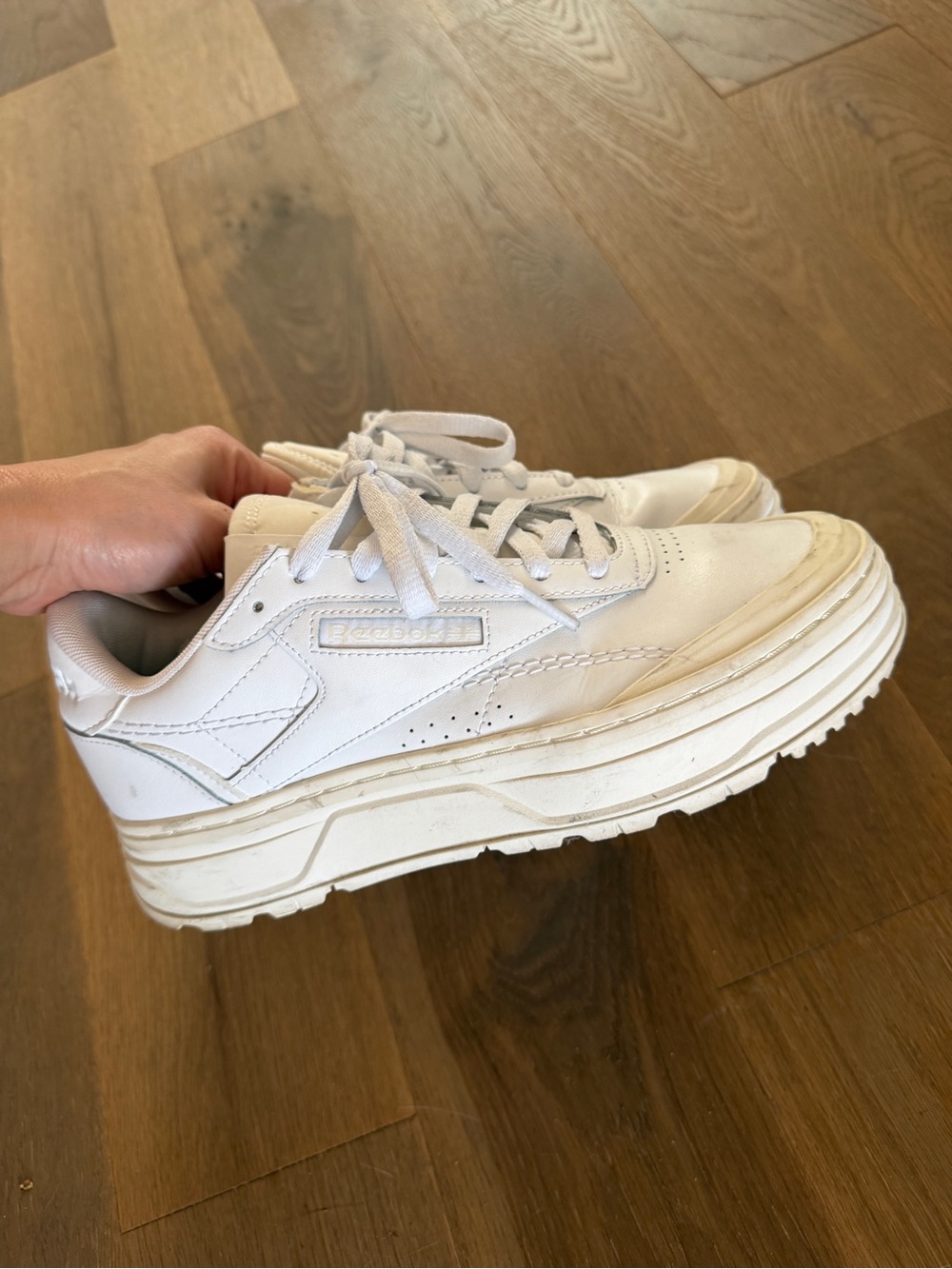 Reebok Club C White Platform Sneakers - Women’s size 8